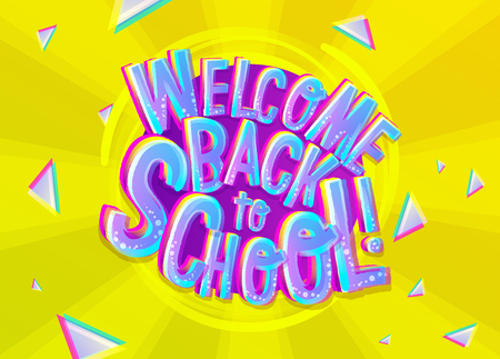 Vector Illustration Of Welcome Back To School Cartoon Inscription