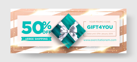 Vector Birthday Gift Coupon. Elegant Christmas Voucher Design. Premium eGift Card Background for Ecommerce, Online Shopping. Marketing Business Flyer Template Design, Social Media Graphic.のイラスト素材