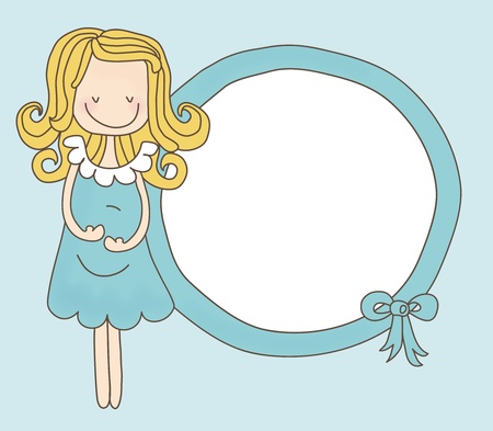 Lady Expecting Boy Frameのイラスト素材