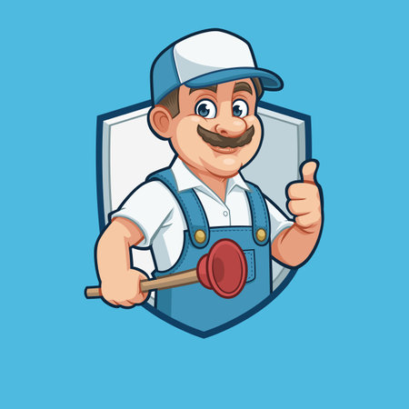 Mascot design of a Plumber carrying a Plungerのイラスト素材