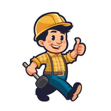 Handyman Mascot Design for Flooring Companyのイラスト素材
