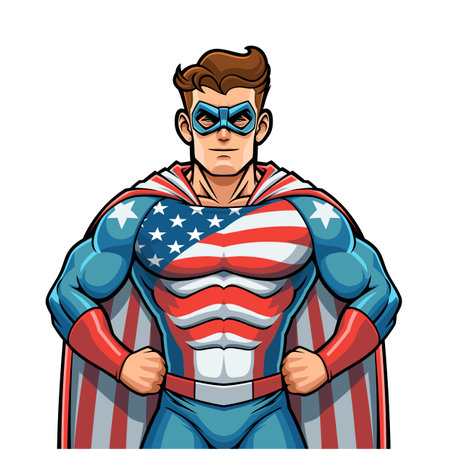 American Superhero Mascot design with stars and stripes costumeのイラスト素材