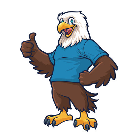 Friendly Bald Eagle mascot giving a thumb upのイラスト素材
