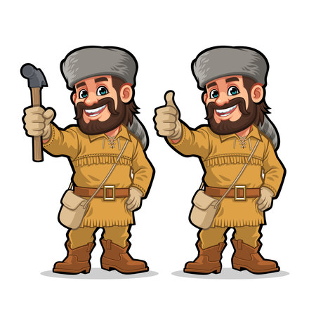 Mascot design of American Pioneers giving a thumb upのイラスト素材