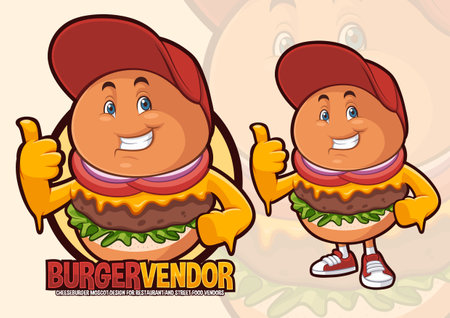 Burger Mascot Design for Street Food Vendorのイラスト素材