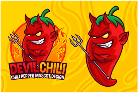 Devil Chili Pepper mascot designのイラスト素材