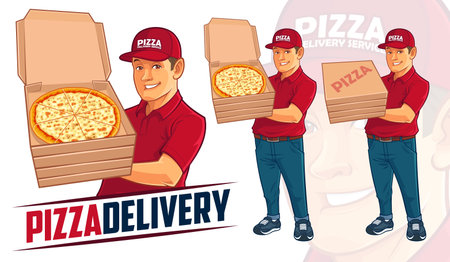 Pizza Delivery Man Mascot Designのイラスト素材