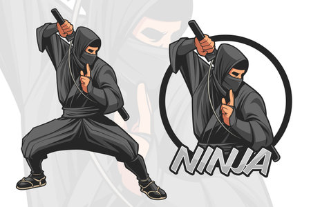 Ninja Character design for logo and illustrationのイラスト素材