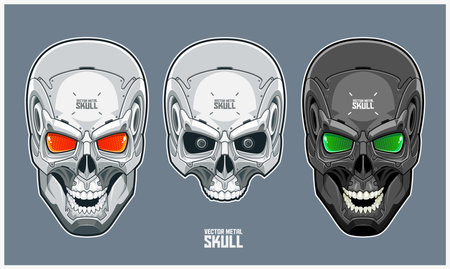 Metal Skull With Futuristic and Mechanical Designのイラスト素材