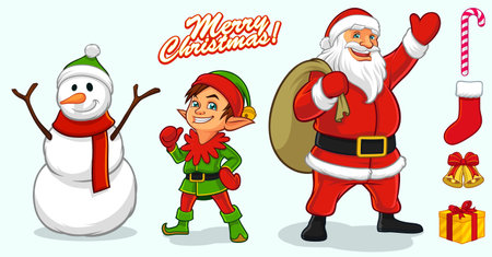 Christmas characters and decoration elements for your designのイラスト素材