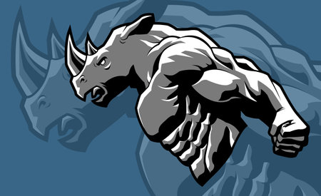 Humanoid Rhino Chargingのイラスト素材