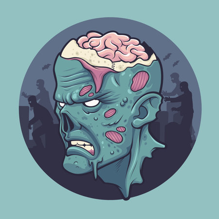 Zombie Head Cartoon Illustrationのイラスト素材