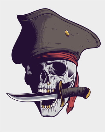 Pirate Skull With Knife Illustrationのイラスト素材