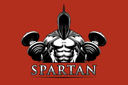 Body Builder In Spartan Outfit and Helmetのイラスト素材