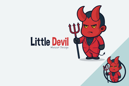 Cute Devil In Red Tuxedo Carrying Tridentのイラスト素材