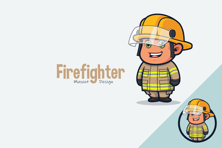 Cute Firefighter in Full Gearのイラスト素材