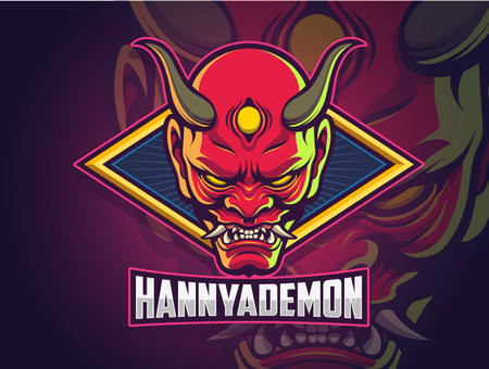 Hannya demon face esports logo design for your teamのイラスト素材