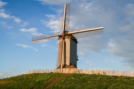 Still working wooden windmill in flandersの写真素材