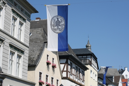 Old city of Arnsberg with timberedd houses.の写真素材