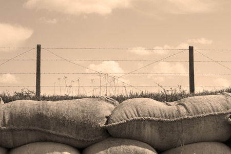 Trenches of death world war one sandbags in Belgiumの写真素材