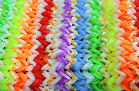 Big colorful rubber rainbow band made on loom