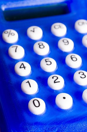 Blue calculator with white numbersの写真素材