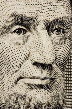 Lincoln on a $1 bill extreme close upの写真素材