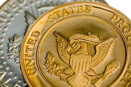 Perfect uncirculated american currency close-upの写真素材