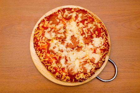 Pizza with salamiの写真素材