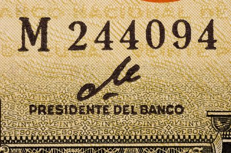 Ernesto "Che" Guevara's signature on 1960 cuban peso close upの写真素材