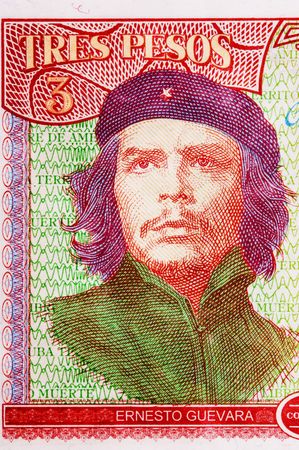 Ernesto "Che" Guevara's portrait on cuban peso close upの写真素材