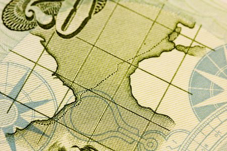 Compass & map (Portuguese escudo close up)の写真素材