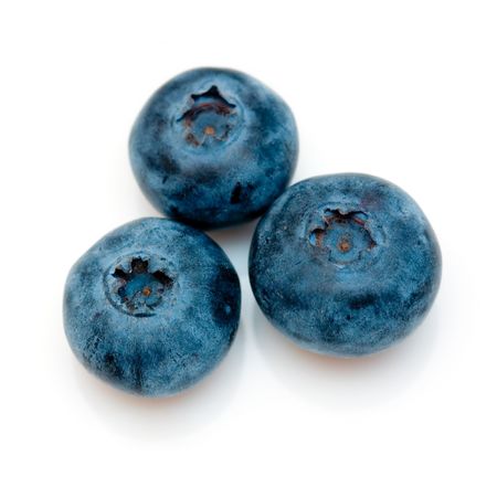 Blueberry close up isolated on white の写真素材