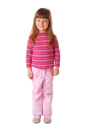 Little casual girl isolated on white background                        の写真素材