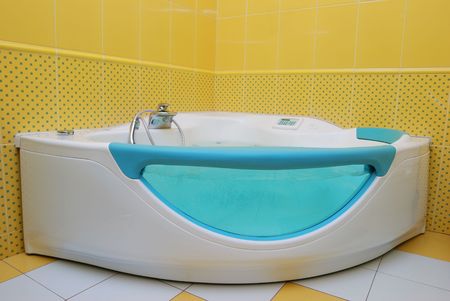 Bathroom interior with large bathtub の写真素材