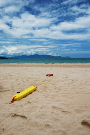 Lifeguard rescue buoy on a beach