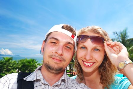 Couple shooting themselves at summer resort