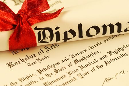 Graduation Diploma, shallow depth of field. Toned warm.の写真素材