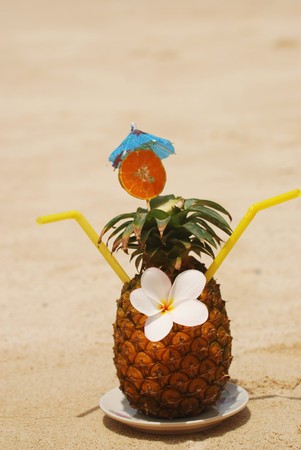 Tropical cocktail on the beachの写真素材