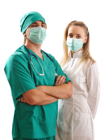 Doctors isolated on white backgroundの写真素材