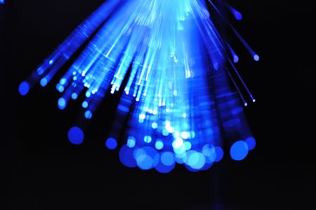 Blue fiber optics close up with shallow DOFの写真素材