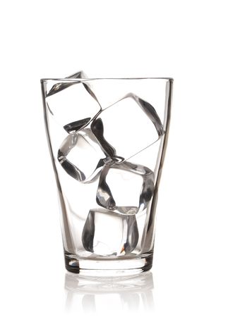Glass with ice isolated on white backgroundの写真素材