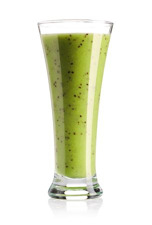 Kiwi smoothie isolated on whiteの写真素材