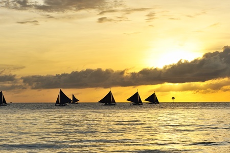 Beautiful sunset at Boracay, Philippinesの写真素材