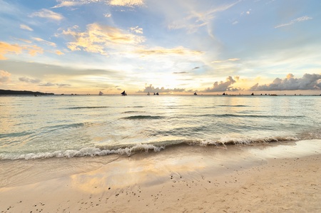 Beautiful sunset at Boracay, Philippinesの写真素材