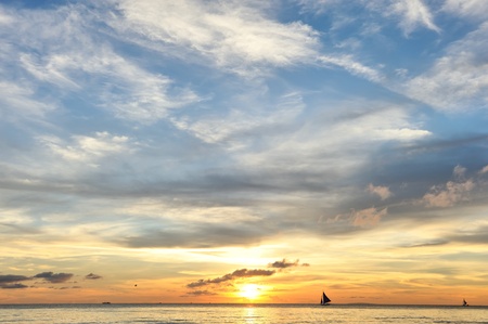 Beautiful sunset at Boracay, Philippinesの写真素材