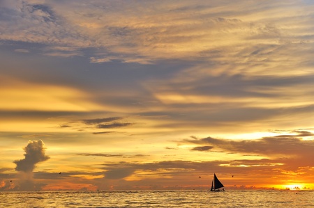 Beautiful sunset at Boracay, Philippinesの写真素材