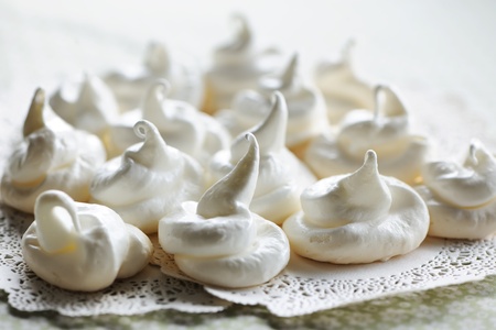 Cream meringues, delicious french dessertの写真素材
