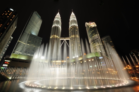 KUALA LUMPUR, MALAYSIA - AUGUST 24  Petronas Twin Towers at night on August 24, 2012 in Kuala Lumpur...