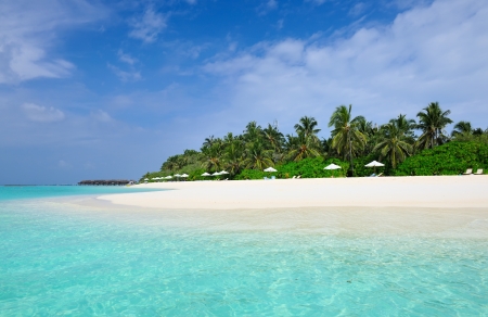 Beautiful island beach at Maldivesの写真素材